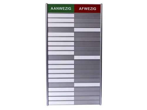 Aan- afwezigheidsbord voor 20 namen
