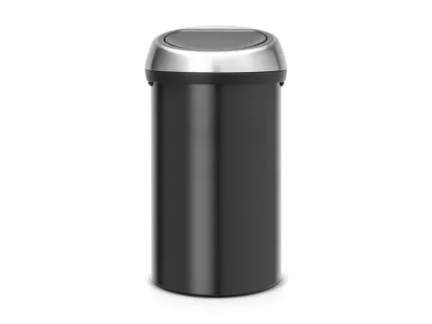 Afvalbak touch Bin 60 Liter Mat Zwart RVS