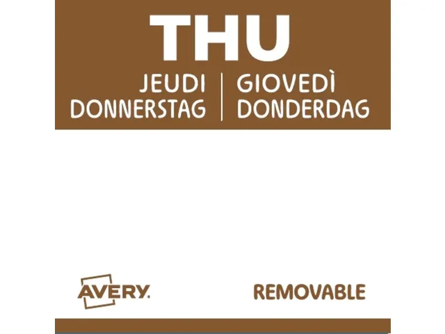 Etiket Avery HACCP donderdag bruin 25x25mm 1000 stuks