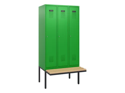locker met bank,HxBxD 1950x900x815mm,3vak,vak B 300mm,cilinderslot