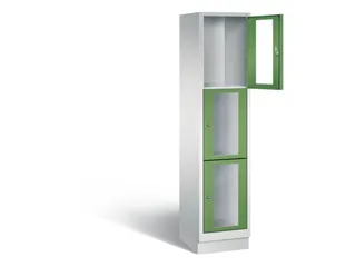 Lockerkast 1800x420x500mm 1x3 vakken Cilinderslot, Sokkel, RAL6011 - 1