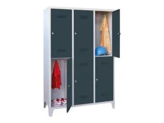 dubbeldekse locker,HxBxD 1850x1200x500mm,3x2vak.,RAL7035,front RAL7016 - 2