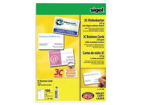 Visitekaartjes Sigel 225gr Afgeronde Hoeken Wit 85x55mm