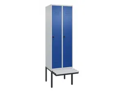locker met bank,HxBxD 2120x600x815mm,2vak,vak B 300mm,draaigrendel