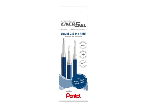 Gelschrijvervulling Pentel LR7 Energel medium blauw set à 3 stuks