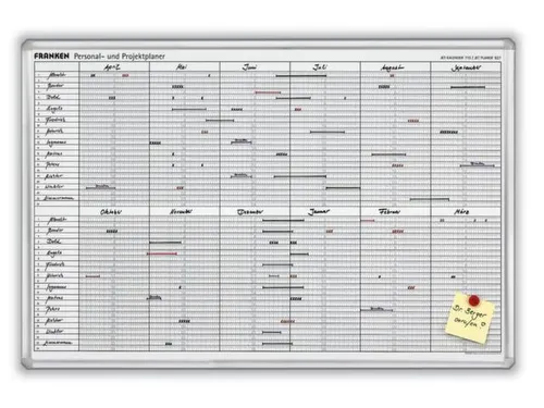 personeel-/projectplanner HxB 60x90cm magnetisch bord wit met raster