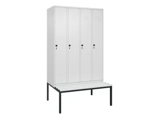 locker met bank,HxBxD 2120x1200x815mm,4vak,vak B 300mm,draaigrendel - 1