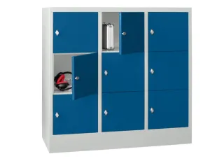 lockerkast,HxBxD 1187x1200x500mm,3x3vakken,RAL7035,front RAL5010 - 2