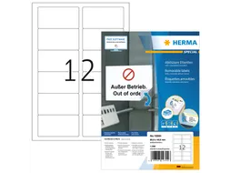 HERMA 10304 Verwijderbare etiketten A4 88,9x46,6mm Wit 1200 stuks