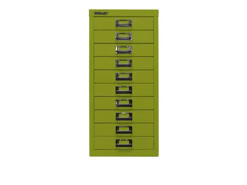 kantoor-ladekast HxBxD 590x279x380mm 10 laden romp + front groen staal