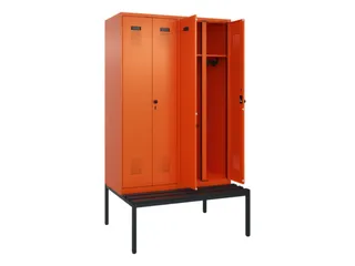 locker met bank,voor scheiding van kleding,HxBxD 2120x1200x815mm,4vak - 1