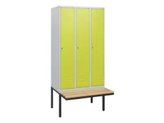 locker met bank,HxBxD 1950x900x815mm,3vak,vak B 300mm,cil.-slot