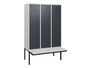 locker met bank,HxBxD 1950x1200x815mm,3vak,vak B 400mm,cil.-slot - 1