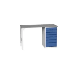 werkbank,HxBxD 930x1500x600mm,linoleumblad,2voeten/1container