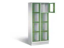 Lockerkast 1800x810x500mm 2x4 vakken Cilinderslot, Sokkel, RAL6011