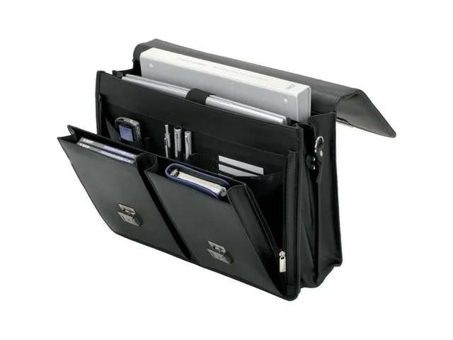 Aktetas Alassio veneto 22x42x10 cm zwart kunstleer