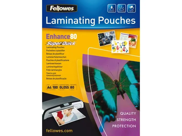 Pochette de plastification Fellowes A4 Superquick 80 microns