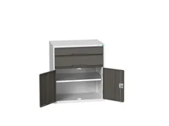 ladekast HxBxD 900x800x550mm 2laden 2deuren RAL7035 front RAL7016
