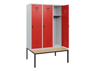locker met bank,HxBxD 1950x1200x815mm,3vak,vak B 400mm,draaigrendel - 1