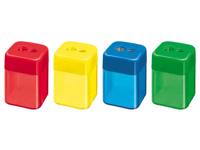 Puntenslijper Westcott dubbel metalen slijper in vierkant opvangbakje