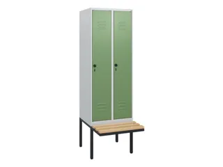 locker met bank,HxBxD 1950x600x815mm,2vak,vak B 300mm,draaigrendel - 1