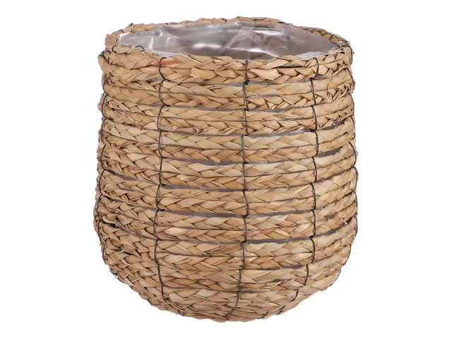 Panier plante Mica Jonc de mer Avalon rond marron clair 26x26cm