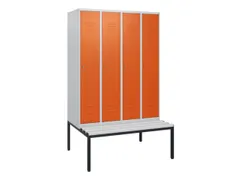 locker met bank,HxBxD 1950x1200x815mm,4vak,vak B 300mm,cil.-slot