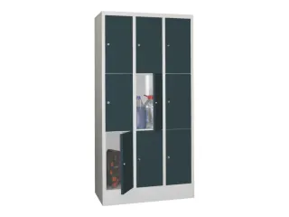 lockerkast,HxBxD 1850x900x500mm,3x3vakken,RAL7035,front RAL7016 - 2