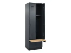 locker met bank,HxBxD 1950x600x815mm,2vak,vak B 300mm,draaigrendel