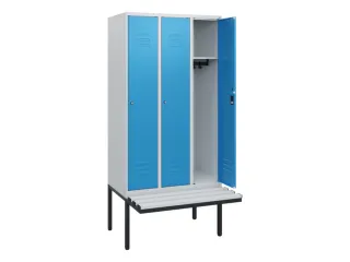 locker met bank,HxBxD 1950x900x815mm,3vak,vak B 300mm,cil.-slot - 2