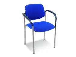 Bezoekersstoel,4Voeten Ronde Buis Aluminium-Zilver,M. Armleuningen