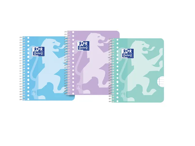 Bloc de cours Oxford School A5+ ligné 17 perf 160 pages 80g pastel as