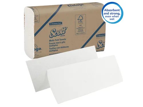 Handdoek Scott m-vouw 1-laags 23x23,5cm 16x250stuks wit 1804