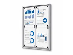 Vitrinekast Mededelingenbord Economy 4xA4 Zilver