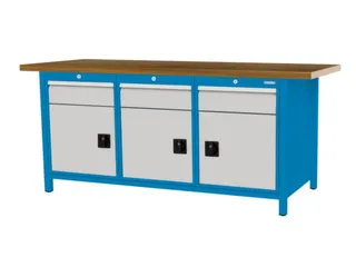 werkbank,HxBxD 860x2000x750mm,onderstel RAL5012,fronten RAL7035 - 3