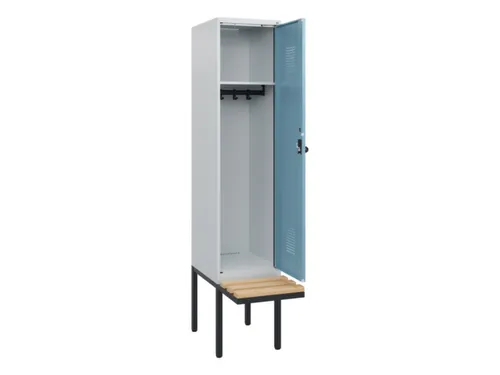 locker met bank,HxBxD 1950x400x815mm,1vak,vak B 400mm,draaigrendel