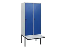 locker met bank,HxBxD 1950x800x815mm,2vak,vak B 400mm,draaigrendel