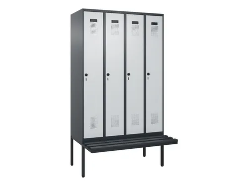 locker met bank,voor scheiding van kleding,HxBxD 2120x1200x815mm,4vak