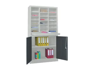 Postsorteerkast Met Deuren 1950x1000x400mm 3x6 Ral7035 Front Ral7016 - 1