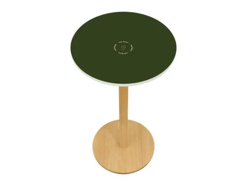 statafel,HxØ 1100x600mm,rond,schotelvoet natuur,blad groen