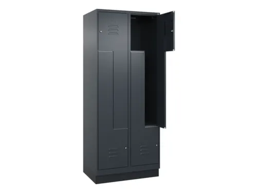 Z-garderobekast,HxBxD 1950x800x500mm,vak B 200/400mm,cil.-slot,sokkel