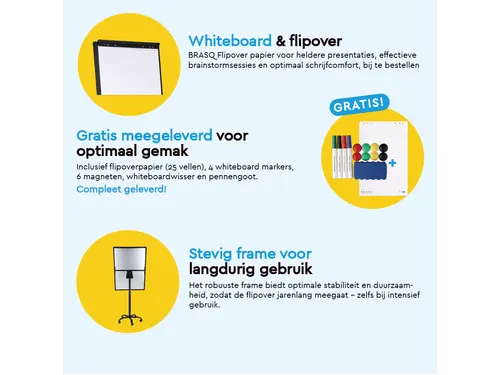 BRASQ Flipover Mobiel 70x100cm Magnetisch Zwart inclusief accessoires