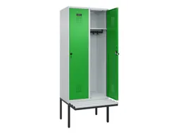 locker met bank,HxBxD 2120x800x815mm,2vak,vak B 400mm,draaigrendel