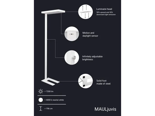 Vloerlamp LED MAULjuvis Wit Sensor Dimbaar Voet