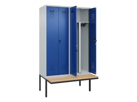 PBM-locker met bank,HxBxD 2120x1200x815mm,4vak,vak B 300mm