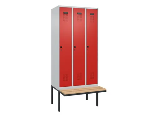 locker met bank,voor scheiding van kleding,HxBxD 2120x900x815mm,3vak