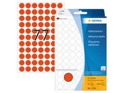 HERMA 2236 Multipurpose etiketten Rond 13mm Fluor Rood 1848 stuks
