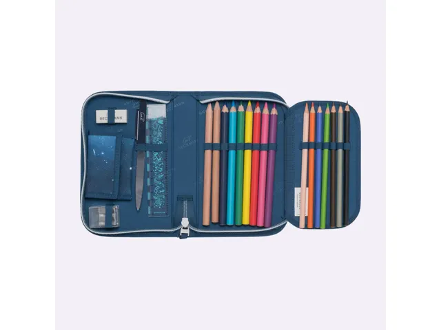 Etui Beckmann gevuld 21dlg Space Mission blue Inhoud: 2x jumbo potlood