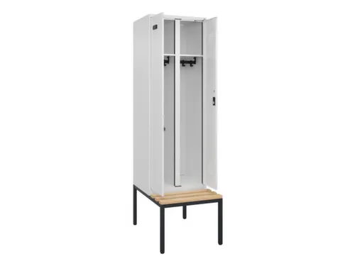 locker met bank,voor scheiding van kleding,HxBxD 2120x600x815mm,2vak
