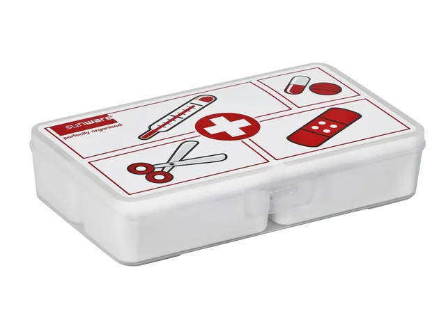 Trousse de premiers secours Q-line à 4 compartiments, blanche et roug